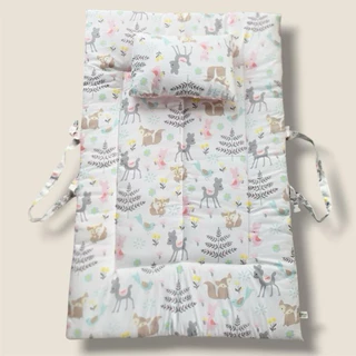 ที่นอนเด็กอนุบาล ผ้าcotton100 รุ่นหัวล็อค ที่นอนพร้อมหมอน แบบพกพาขนาด 75x120cm ซักได้ทั้งชิ้น