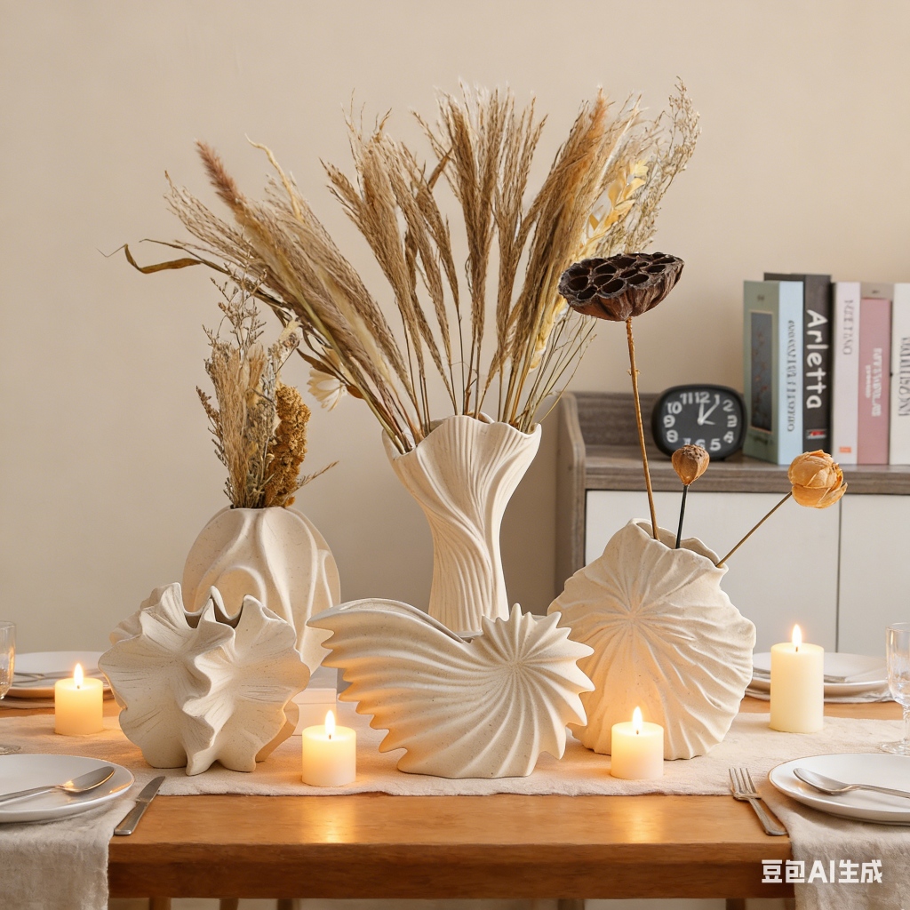 [หลากหลายตัวเลือก] ฝ้าสีขาวแฟชั่นธรรมดายิงข้ามพรมแดนที่ทันสมัยเรียบง่ายแจกันเซรามิกสร้างสรรค์ดอกไม้ห้องนั่งเล่นตกแต่งนอร