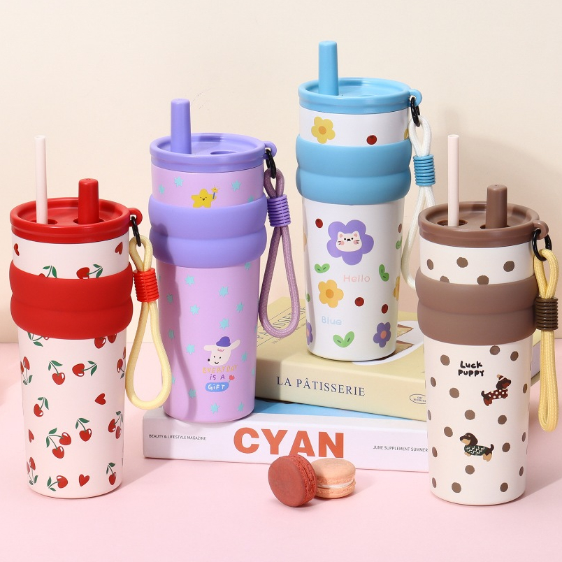 【Onda】แก้วสแตนเลส ใหม่การ์ตูน แก้วเยติ 316 แก้วกาแฟสแตนเลสสตีลพร้อมฝาปิด710ml กระติกน้ําเก็บอุณหภูมิ