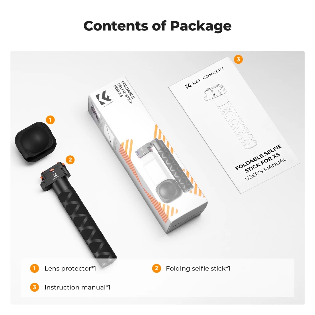 K&F CONCEPT Magnetic invisible Selfie Stick ไม้เซลฟี่พับได้ 89ซม. สำหรับInsta360 X5/X4 Air thumbnail 10
