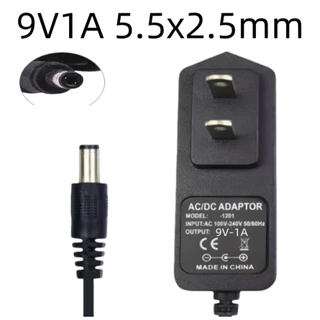 DC อะแดปเตอร์ 9V 1A 1000ma ขนาดหัวเสียบ 5.5x2.5mm สีดำ