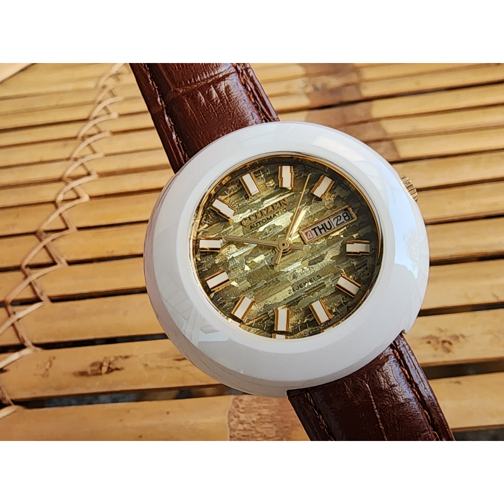 นาฬิกา Citizen ฉลามขาว automatic รุ่นเก่า สภาพเก่าเก็บ สวยๆ หน้าปัดสีน้ำตาล