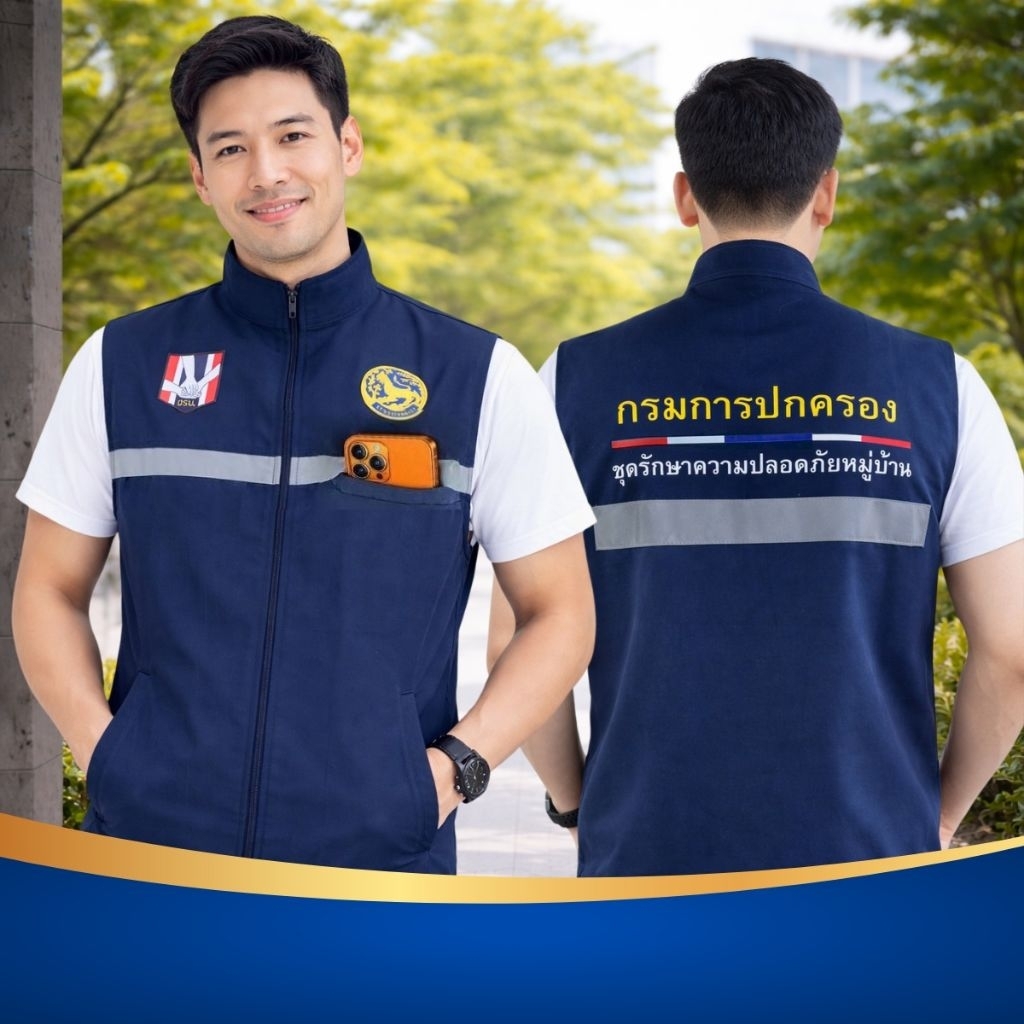 เสื้อกั๊ก ชรบ.สีกรมท่า สกรีน DFT งานสวยมาก เนื้อผ้าไมโครพีท ตัดเย็บอย่างดี งาน5กระเป๋า ซับในเต็มตัว