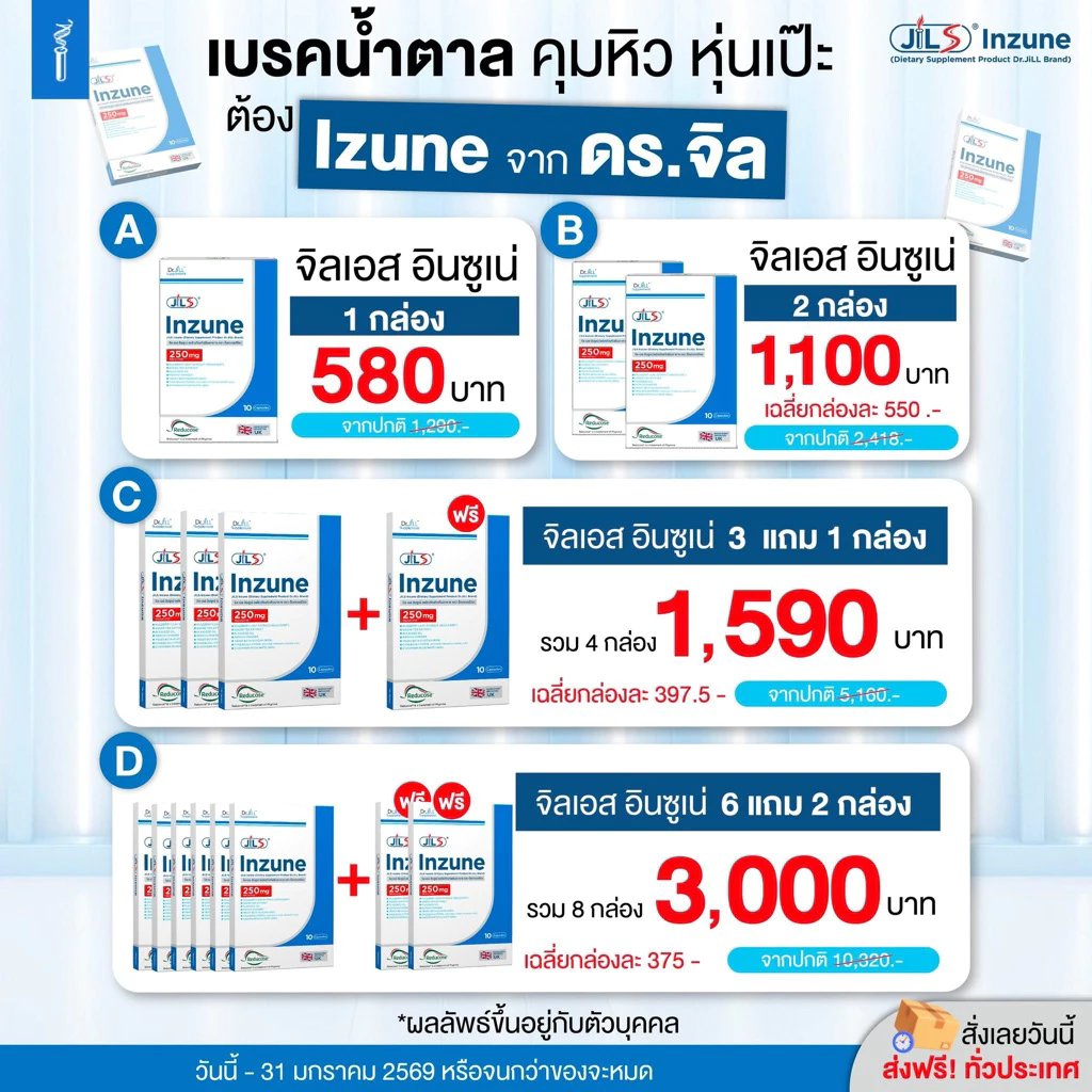 [ร้านค้าทางการของแท้100%] Dr.JiLL Inzune อินซูเน่ 1 กล่อง 10 แคปซูล ควบคุมน้ำตาล คุมหิว อิ่มนาน