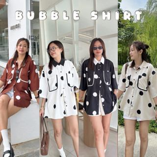 𝐁𝐔𝐁𝐁𝐋𝐄 𝗦𝗛𝗜𝗥𝗧 เสื้อเชิ้ตโอเวอร์ไซส์ อกหน้าผ้า 50“ ลายPolka do…