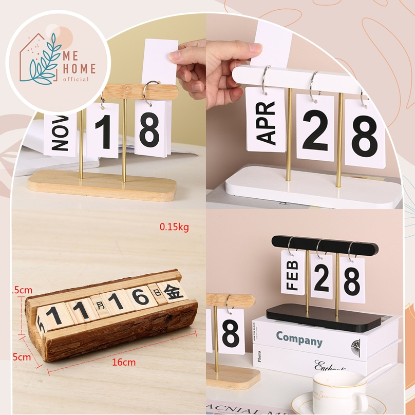 ปฎิทิน+กระดาษ ปฏิทินตั้งโต๊ะมินิมอล หมุนเปลี่ยนวันที่ได้ ปฏิทินไม้ตกแต่งโต๊ะทำงาน วางโต๊ะคาเฟ่/ออฟฟิศ