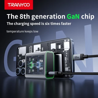 TRANYOO US8【TIS】GaNซุปเปอร์ชาร์จเจอร์ 120W รองรับโปรโตคอลการชาร์จเร็วสำหรับโทรศัพท์มือถือทุกแบรนด์และแล็ปท็อป