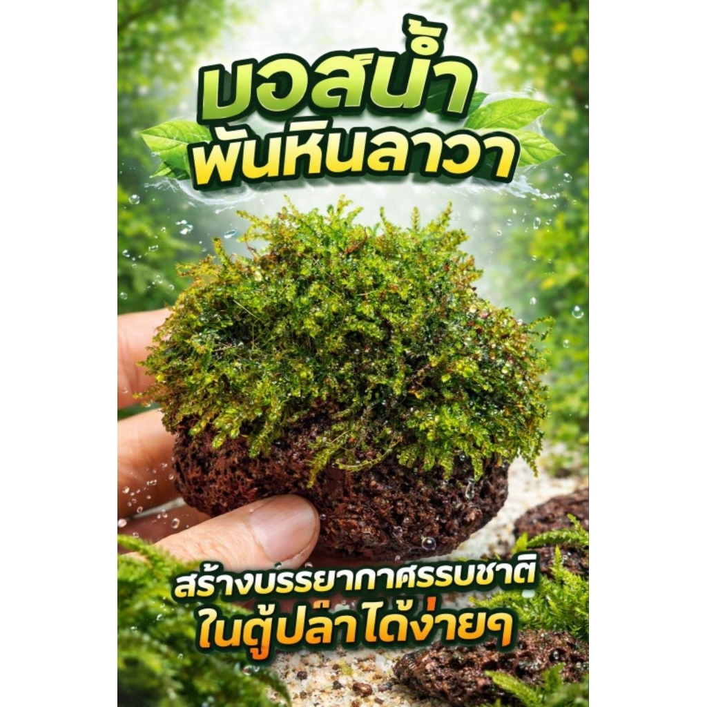 มอสคริสมัสมอสตู้ปลาตู้กุ้ง พันหินลาวาขนาดใหญ่4-5cm