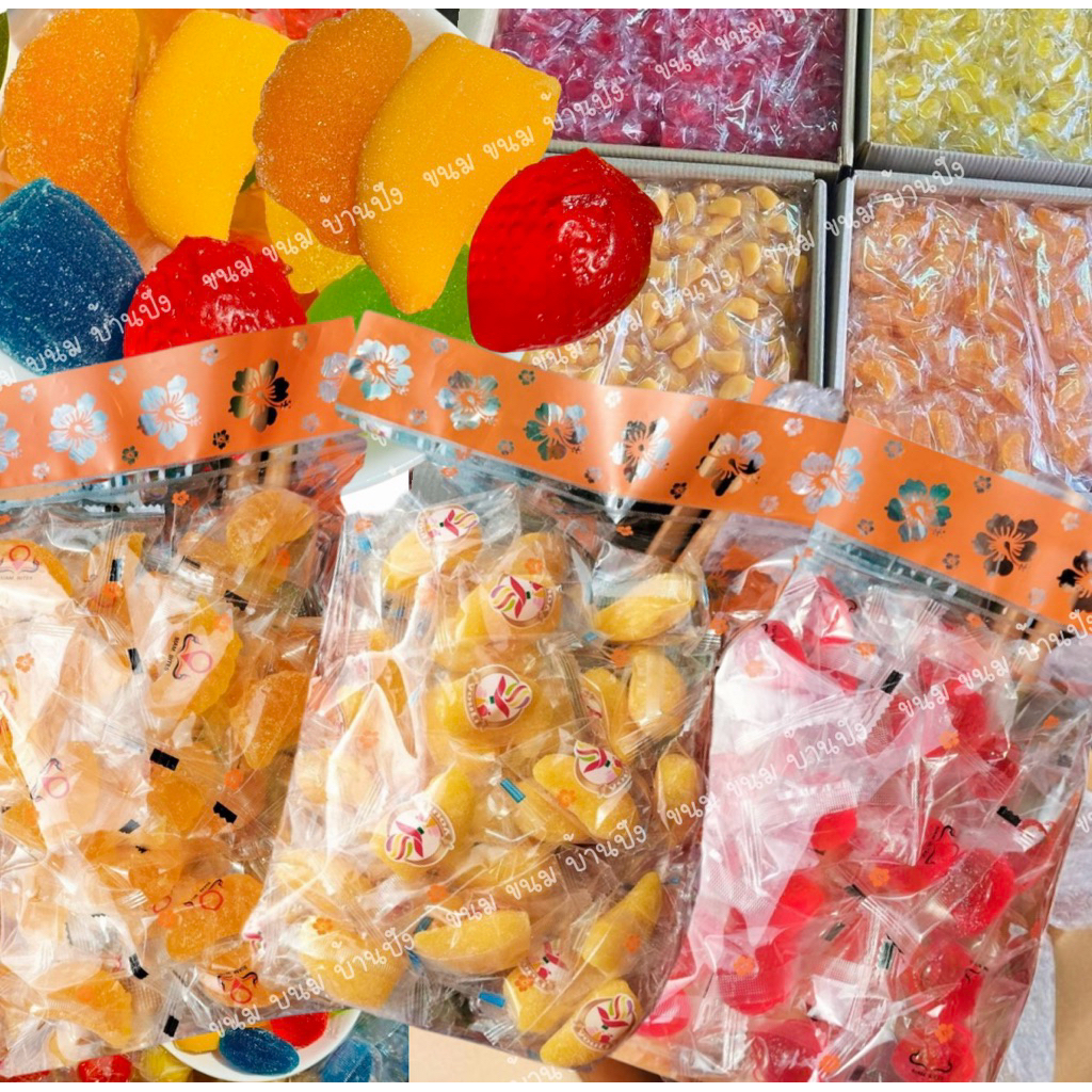 (1แพ็ค)ขนาด500กรัม เยลลี่3Dรูปผลไม้/สตอ/ส้ม/มะม่วง หอม อร่อย
