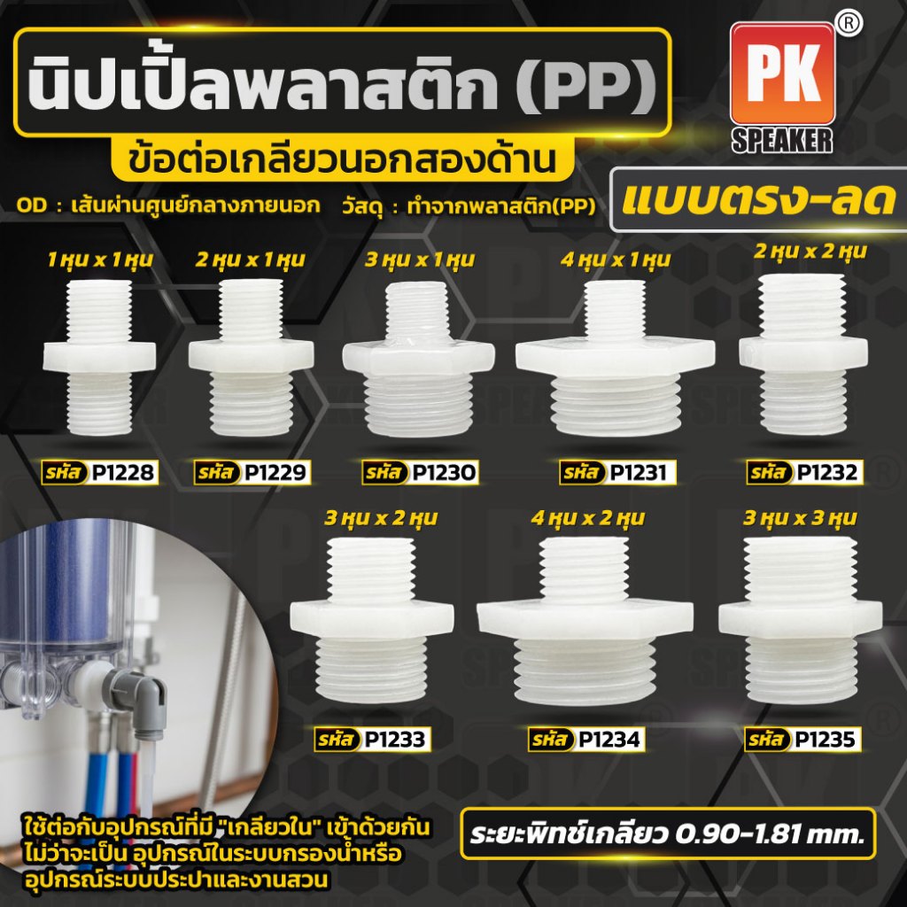 ข้อต่อตรงนิปเปิ้ลพลาสติก แบบแปลงขนาด มีหลายขนาด ราคาต่อชิ้น