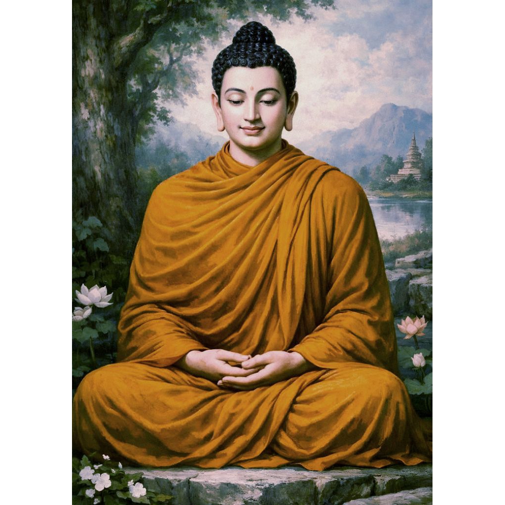 รูปโปสเตอร์  พระพุทธเจ้า  กระดาษหนา 200 แกรม ไม่มีกรอบ ภาพมงคล เสริมฮวงจุ้ย ตบแต่งบ้านขนาด A3 (29.7*42 cm)