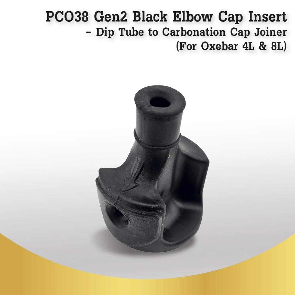 PCO38 Gen2 Black Elbow Cap Insert – Dip Tube to Carbonation Cap Joiner (For Oxebar 4L & 8L)