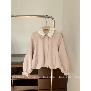 ❤️จัดส่งตลอด 24 ชั่วโมง❤️【xxavc825h0】เสื้อแจ็กเก็ตทรงหลวมผู้หญิงคอปกลูกไม้
