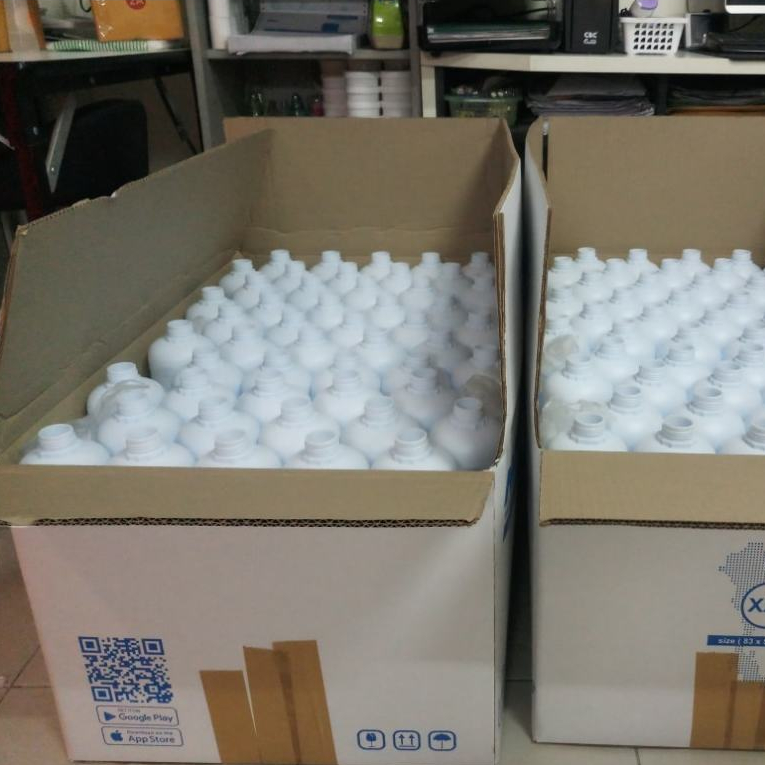 (ลัง 100 ใบ)ขวดพลาสติก HDPE ขนาด 1 ลิตร พร้อมฝาและจุกใน