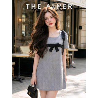 Thealner-AN844 (เซตเทาแต่งโบว์ไหล่+กางเกงขาสั้น)