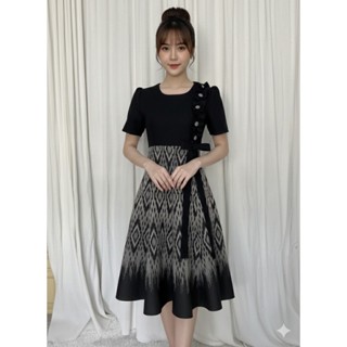  Purrsona_kuties ชุดเดรสผ้าไทย ผ้าฝ้ายทอลาย อัดกาว