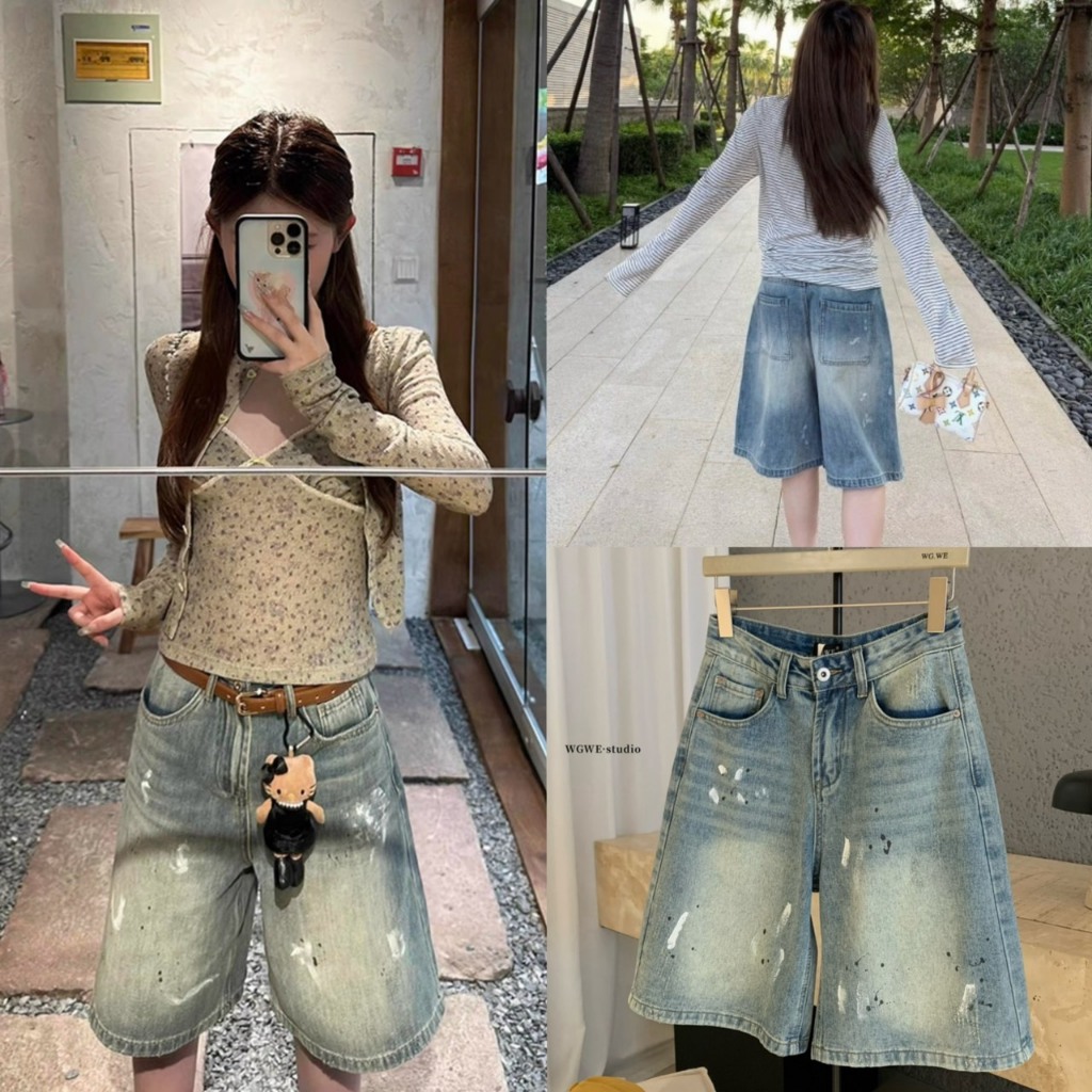 (พร้อมส่ง) กางเกงยีนส์ผ้าฟอกรุ่น 8753 TAG WG.WE 🇰🇷