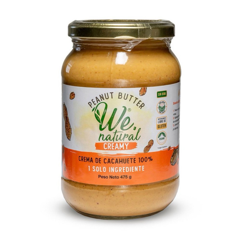 We Natural Vegan Crunchy Peanut Butter 100%/Creamy Peanut Butter 100% 475g.