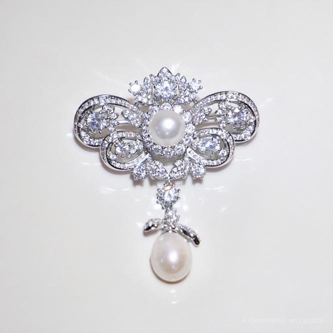 Neriza Jewelry เข็มกลัดเพชรเกรดพรีเมี่ยม ประกายไฟเทียบเท่าเพชรแท้ จัดส่งพร้อมกล่อง รหัสNP010