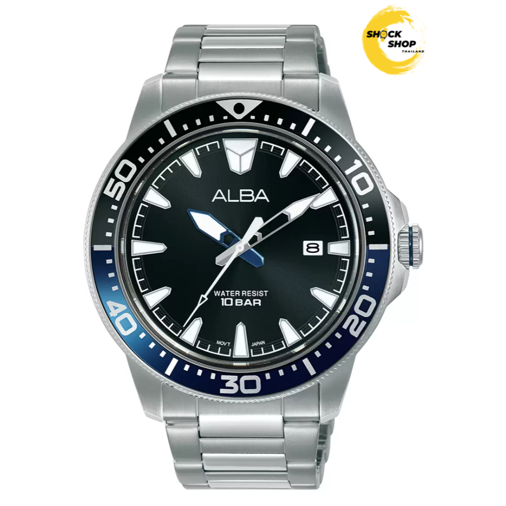 ALBA นาฬิกาข้อมือ ผู้ชาย รุ่น AS9U01X Black dial