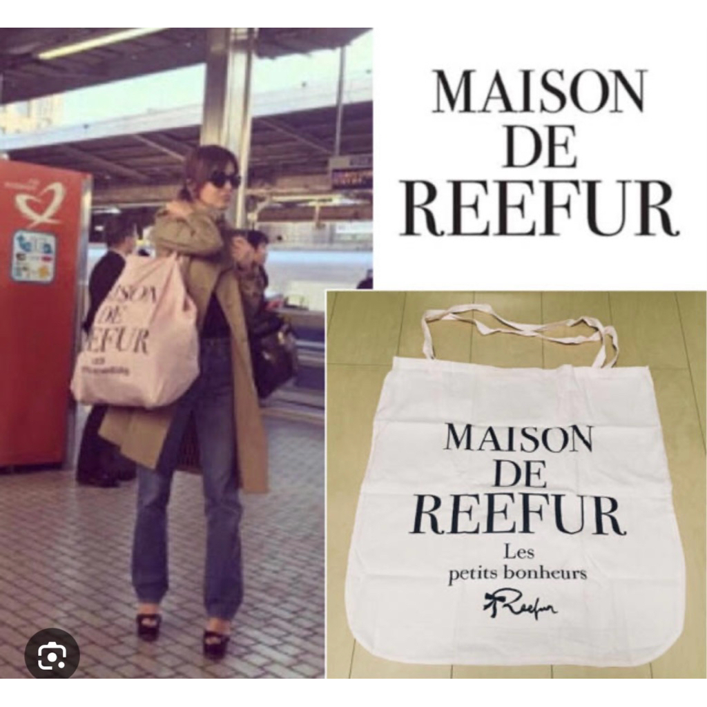 *สายมอม ผ้าฝ้ายบาง* ใบใหญ่จั้มโบ Maison de Reddit Shopper Bag ไซส์ L ถุงผ้า กระเป๋าผ้า