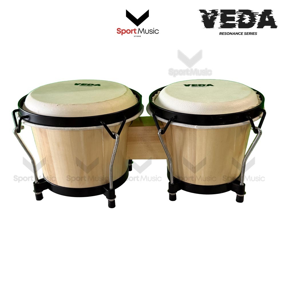 VEDA กลองบองโก้ไม้ ขอบดำ Bongo - ผลิตจากไม้แท้ ส่งจากกรุงเทพฯ