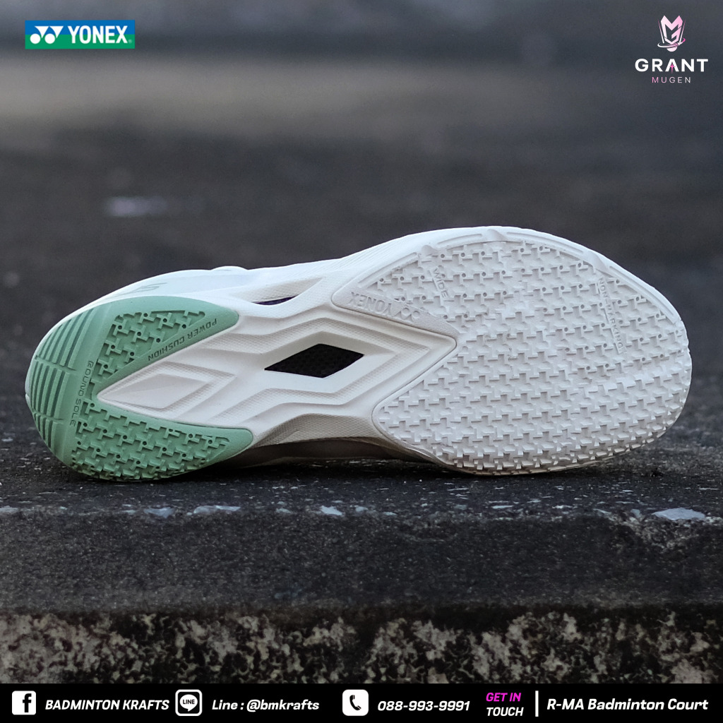 รองเท้าแบดมินตัน Yonex Aerus Z (White/Green) - Wide (4E) - รูปที่ 5