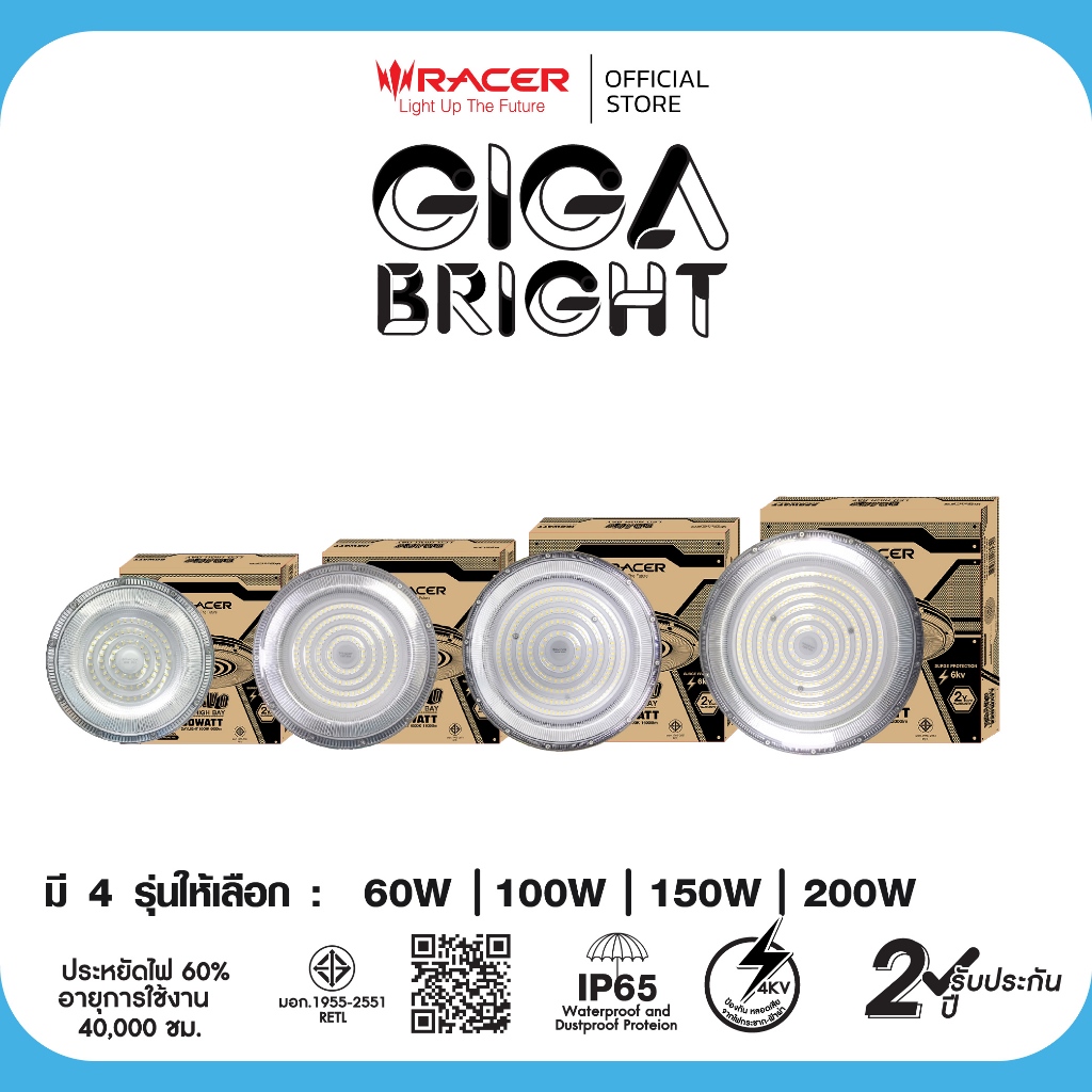 Racer โคมไฟไฮเบย์ โคมไฟโรงงาน รุ่น LED HIGH BAY GIGA BRIGHT