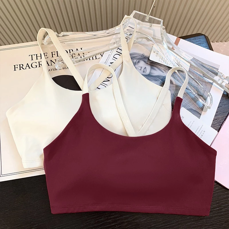 FitYoga บราสปอร์ตสายบาง สีตัดกัน ถ้วยในตัวเดียว สำหรับโยค้าฟิตเนส thumbnail 3