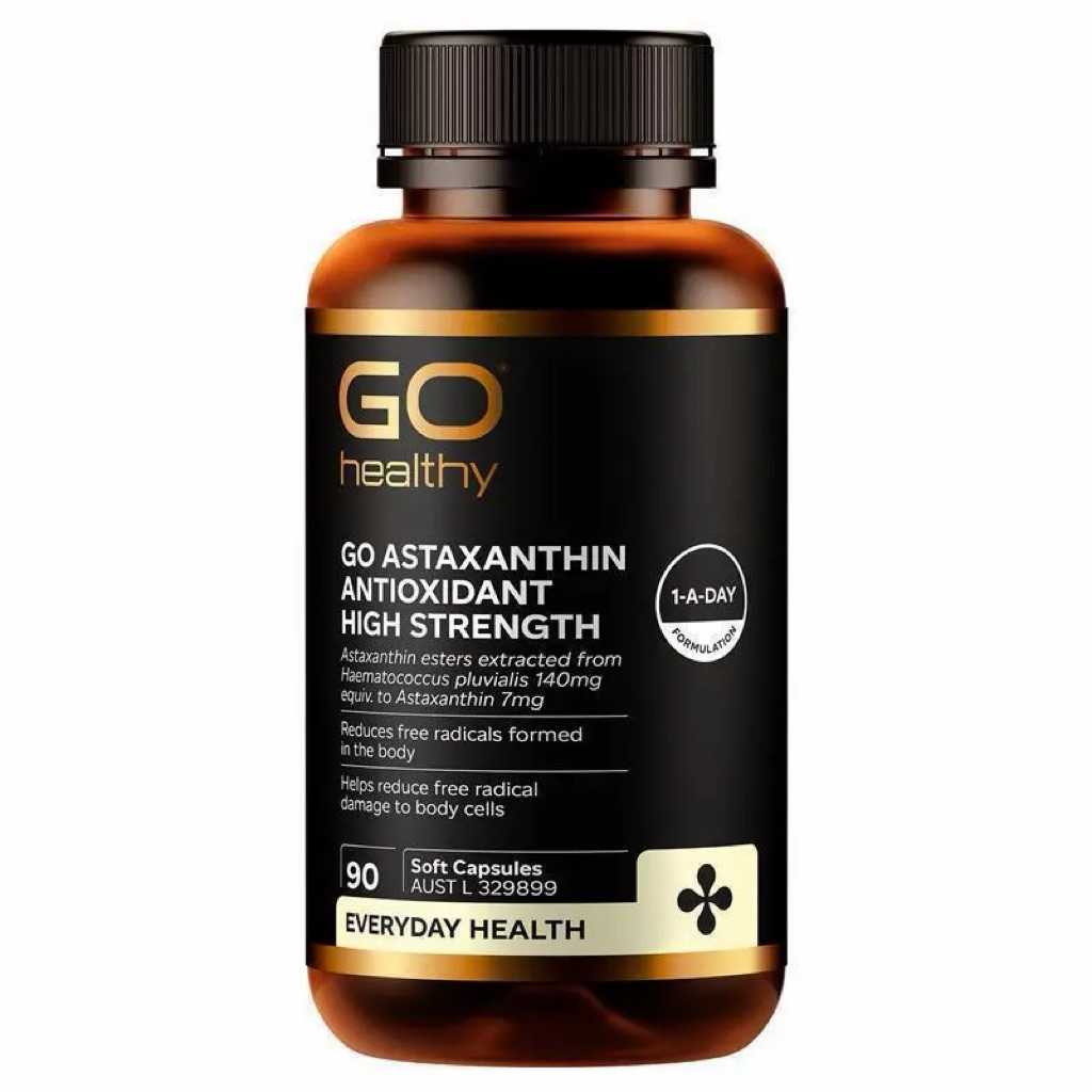 GO Healthy Astaxanthin Antioxidant High Strength 90 เม็ด
