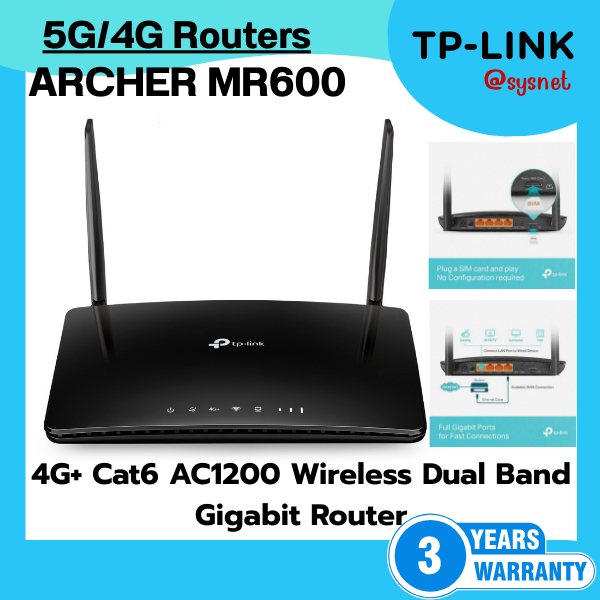 TP-LINK Archer MR600 4G+ Cat6 AC1200 Wireless Dual Band Gigabit Router