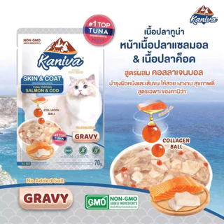 Kaniva Skin&Coat คานิว่า อาหารแมวเปียก สูตรบำรุงขนและผิวหนัง 70g*12ซอง