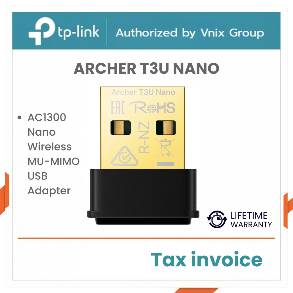 Tp link ARCHER T3U NANO AC1300 Nano Wireless MU-MIMO USB Adapter By Vnix Group