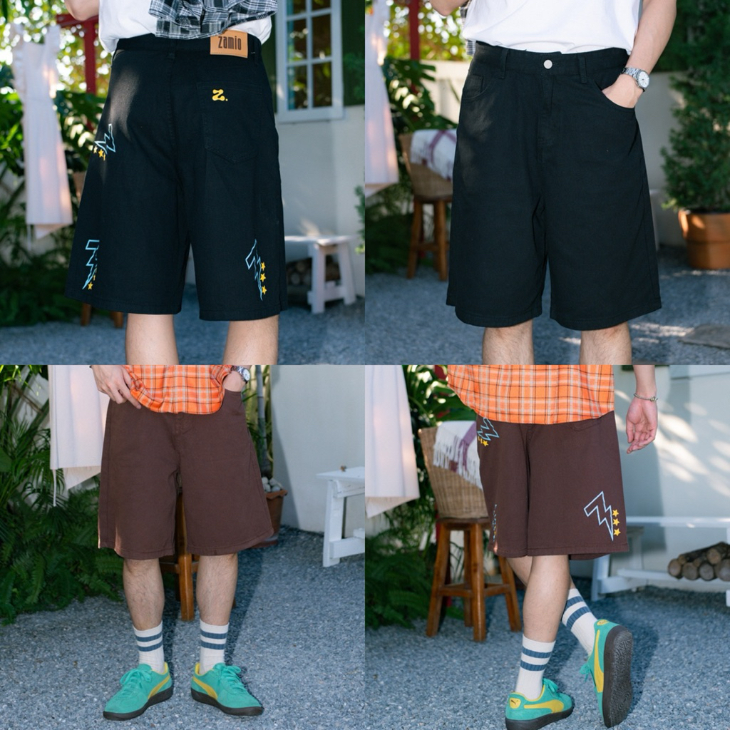ZAMIO THUNDER SHORT กางเกงขาสั้น3ส่วนทรงกระบอกใหญ่