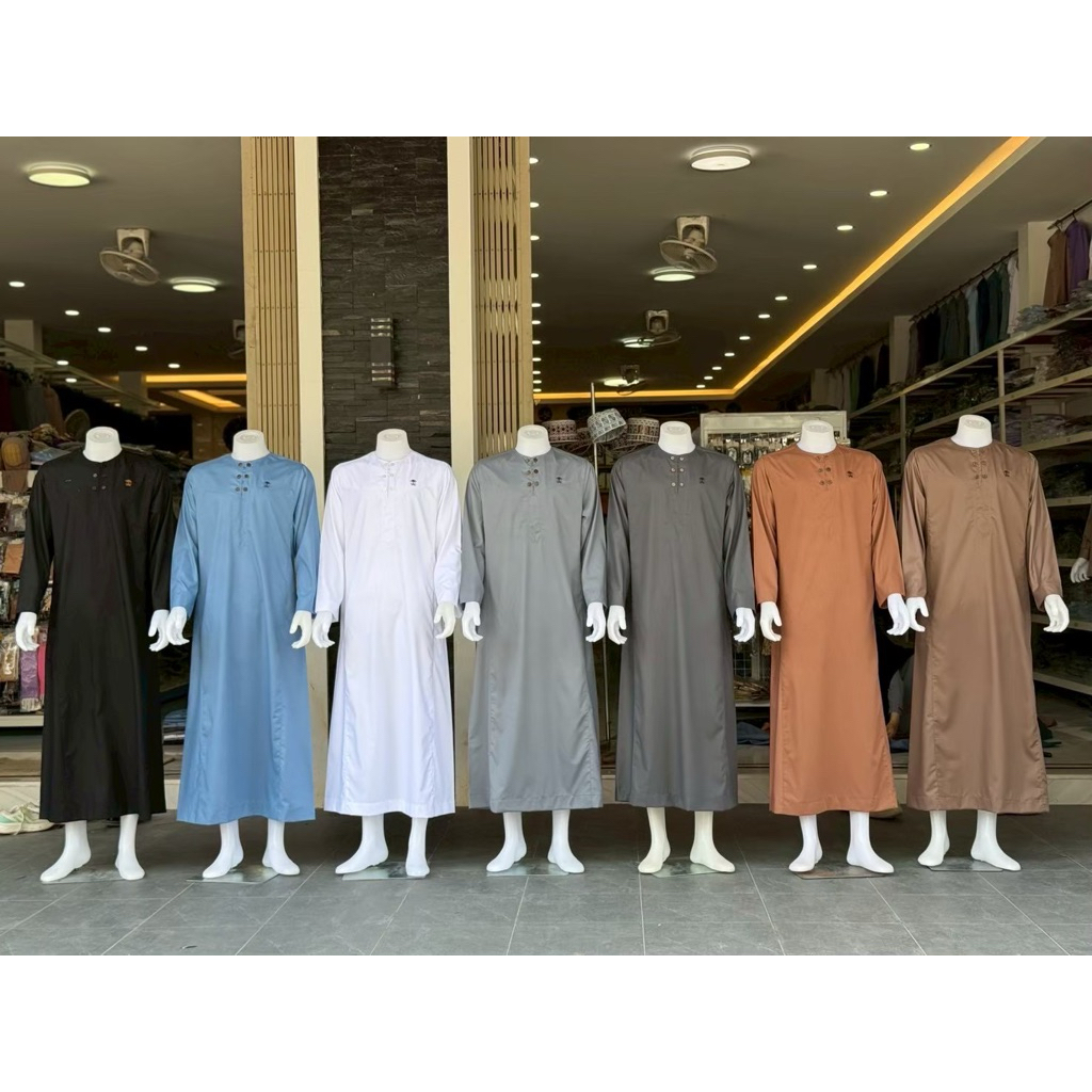 เสื้อโต็ปโอมานผ้าสปันคอตตอนเสื้อมุสลิม