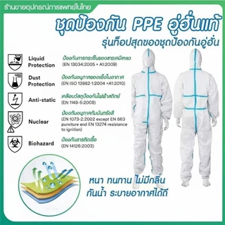 [ส่งเร็ว🎈 ส่งไว🎈]ชุด PPE ชุดกันสารเคมีแถบฟ้าและขาวล้วน(แบ่งขาย ถูกสุด)งานคุณภาพ ในร้านมีขายส่ง