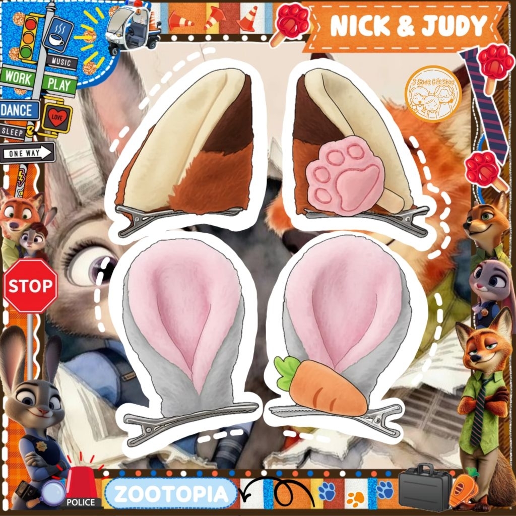 พร้อมส่ง💙กิ๊บติดผมหู นิก จูดี้ ZOOTOPIA🤎น่ารักๆ 🦊NICK&JUDY🐰ขนนุ่ม กิ๊บแฟชั่นการ์ตูน 🤎💙