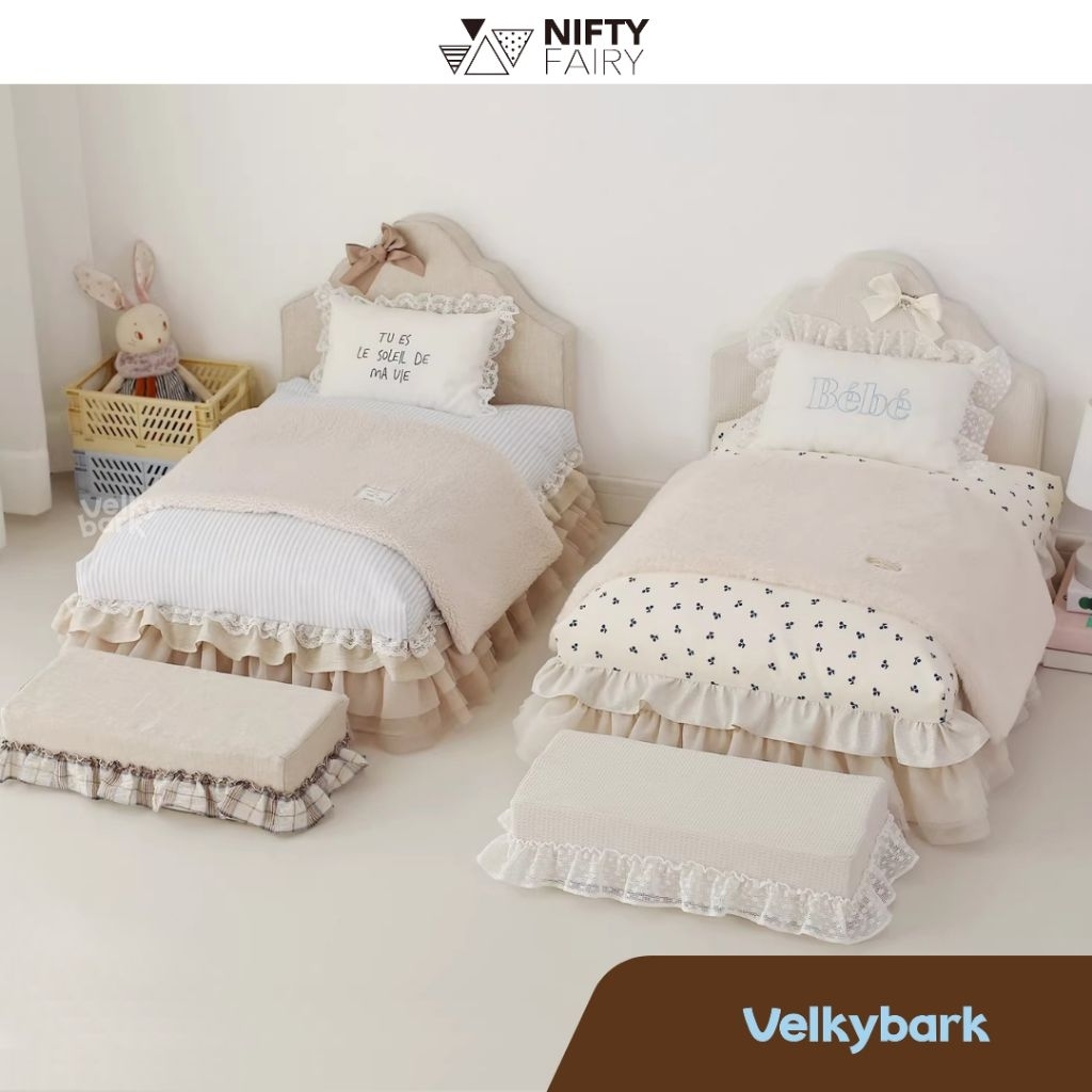 VELKYBARK [พรีออเดอร์] NIFTY FAIRY เตียงนอนสุนัข พร้อมผ้าห่ม+หมอน เตียงนอนสัตว์เลี้ยง สไตล์เกาหลี