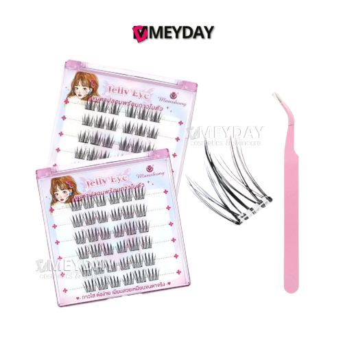 (แถมแหนบ) Manshong Jelly Eye รุ่น Y2K แมนชองขนตาปลอมช่อมีกาวในตัว แบบกาวใส 36 ช่อ