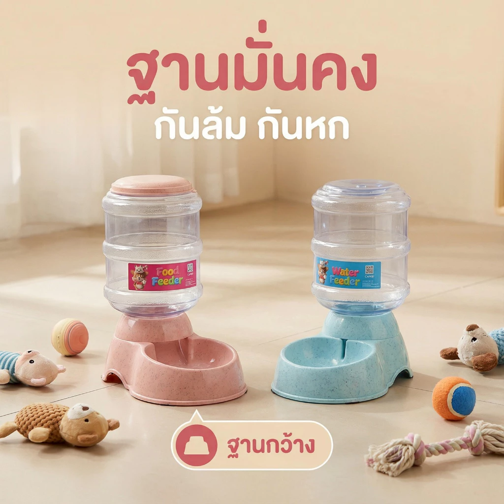 Thai.th เครื่องให้น้ำให้อาหารสุนัขอัตโนมัติขนาดใหญ่ 3.8 ลิตร แยกขาย ราคาต่อชิ้น ที่ให้น้ำให้อาหารสัตว์เลี้ยงCN045-CN046