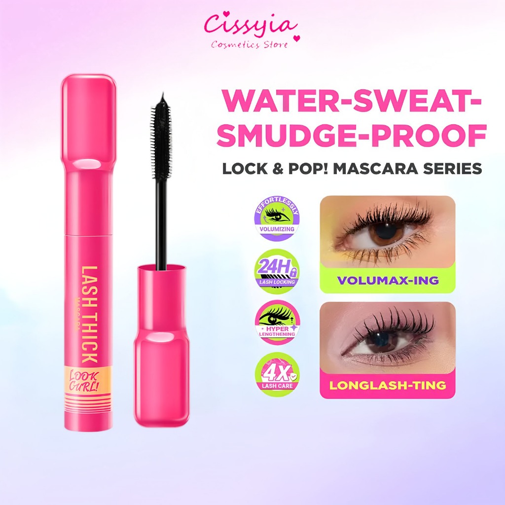 Cissyia Lock & Pop! LongLASHting - VoluMAXing LASH THICK Mascara มาสคาร่าขนตายาวงอนตลอดวัน & ขนตาหนามีวอลลุ่ม