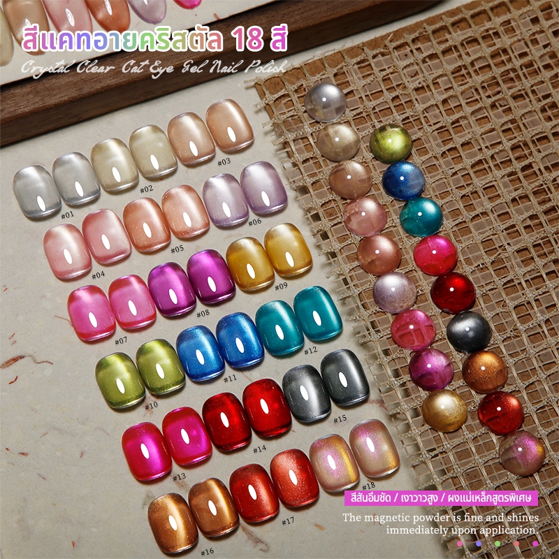 Nawoelite สีลูกแก้ว สีทาเล็บเจล ชุดตัดเล็บ เจลทาเล็บตาแมว 18 สี ใสสะอาดแวววาว ให้ปลายนิ้วดุจคริสตัล ต้องอบด้วยไฟ LED/UV