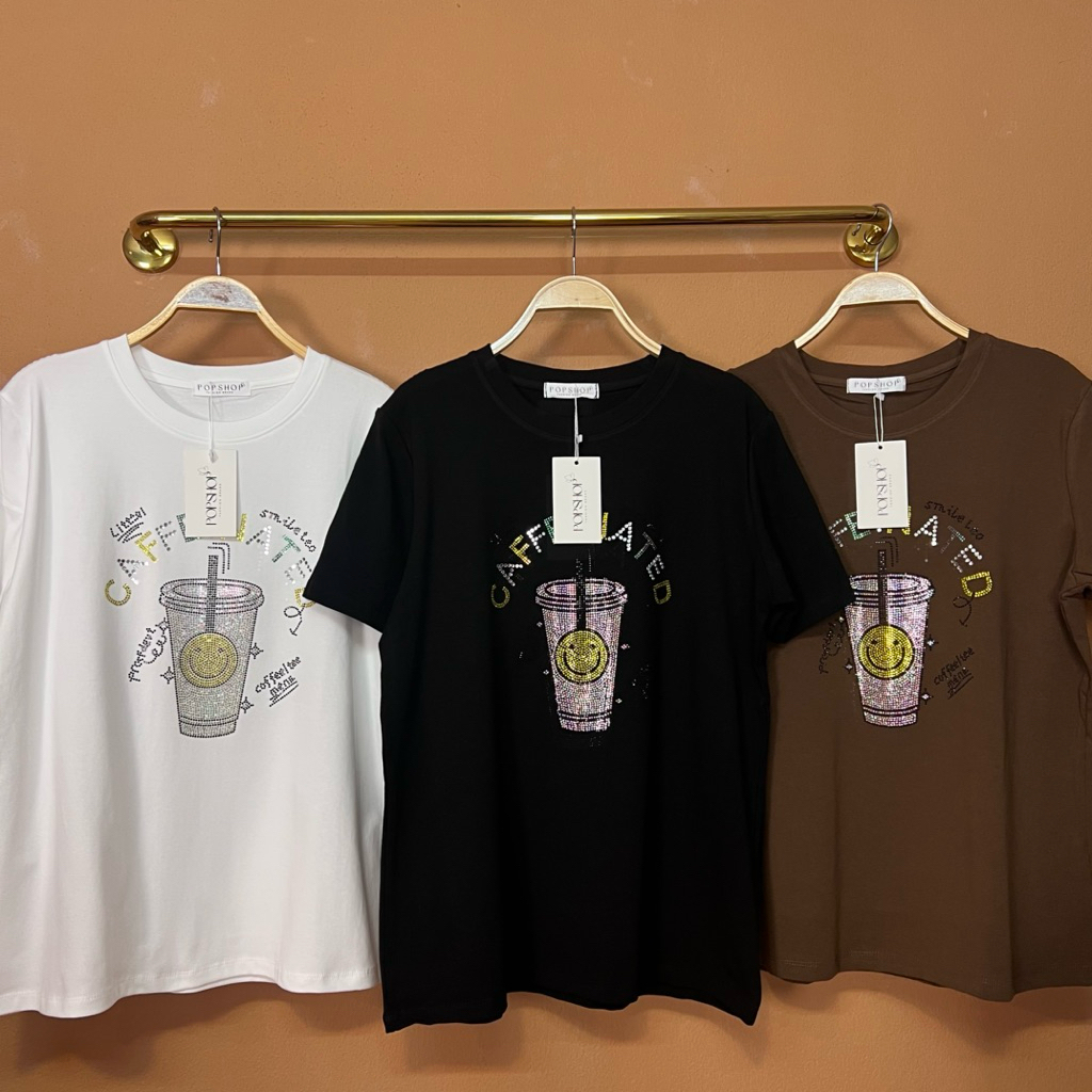 เสื้อยืดป้ายPOPSHOP รุ่น แก้วอมยิ้ม อก40"-44" ยาว27"