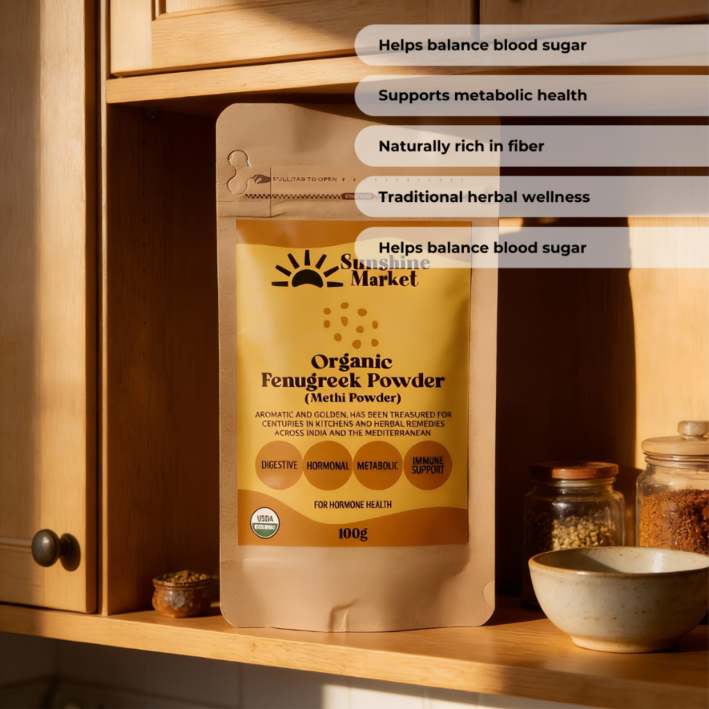 Sunshine Market Organic Fenugreek Powder | ซันไชน์ มาร์เก็ต ผงลูกซัด 100 กรัม