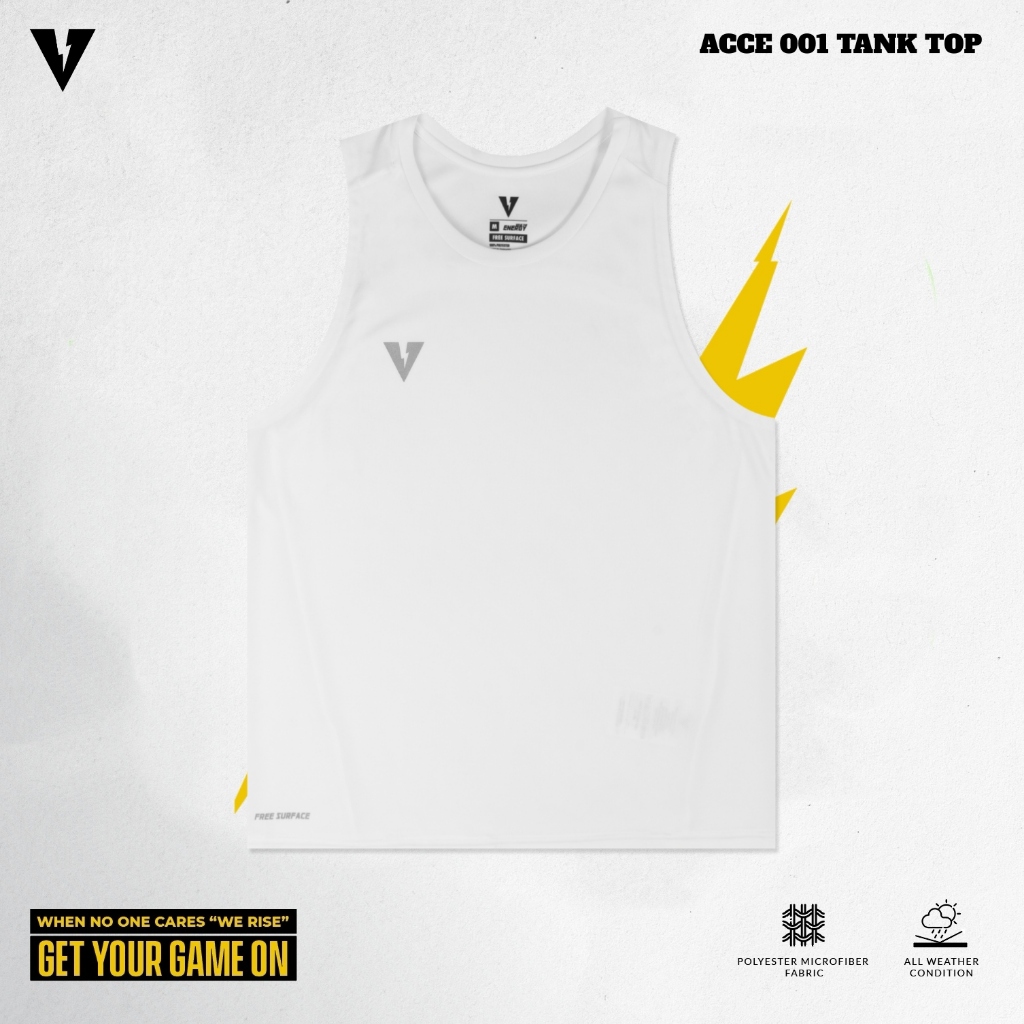 VOLT ACCE 001 ACADEMY เสื้อกล้ามวิ่ง เสื้อออกกำลังกาย  สีขาว ผ้าเบา แห้งไว