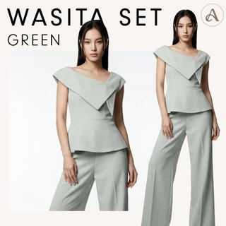 Wasita Set ชุดเซ็ตปาดไหล่ เรียบหรูมาพร้อมกางเกงขากระบอกใหญ่ AN304