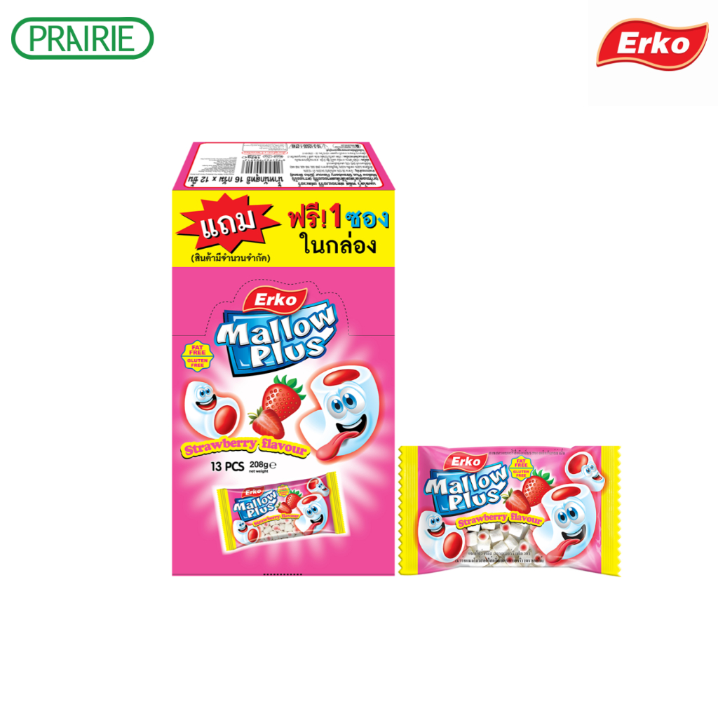 เออโก้ มินิ แมลโลว์ สตรอ 16ก. 12+1 / Erko Mini Mallow Strawberry  16g. 12+1