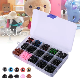 1040 ชิ้น ตุ๊กตาทําตา ความปลอดภัยตาและจมูก นํามาใช้ใหม่ ปุ่มตาหลายขนาด ตุ๊กตาสัตว์ของเล่น หมีตาจมูก