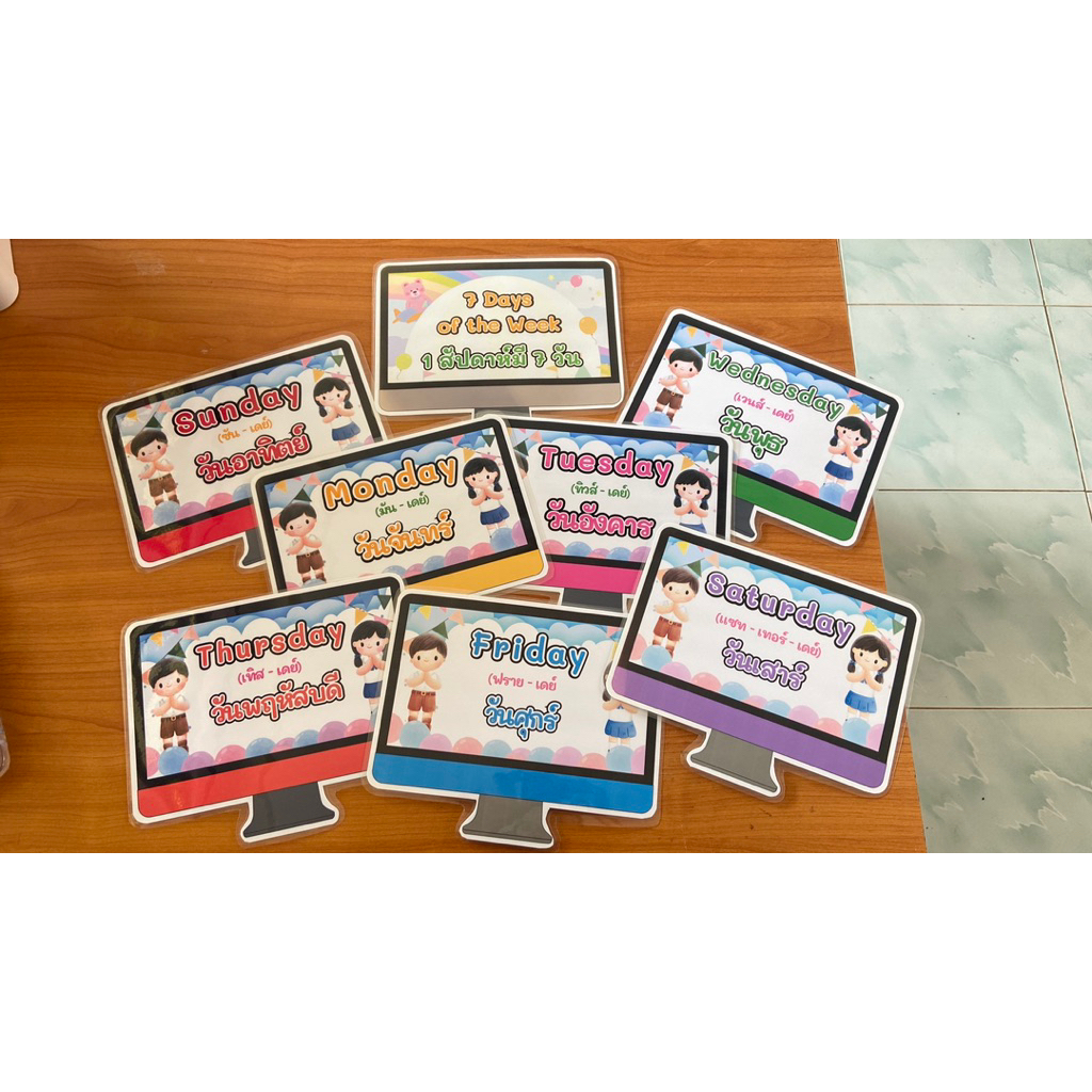 สื่อภาษาอังกฤษ สื่อตกแต่งห้องเรียน 7 days of a week 1สัปดาห์มี7วัน