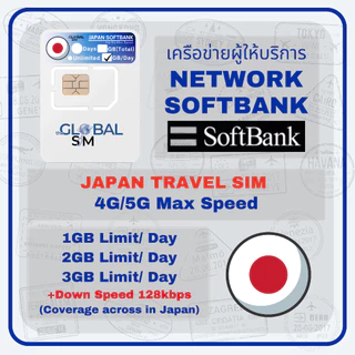 【The Global SIM】Japan SIM ซิมญี่ปุ่น Soft Bank 3 -15 Days 4G/5G Max speed | Limit/ day | Total